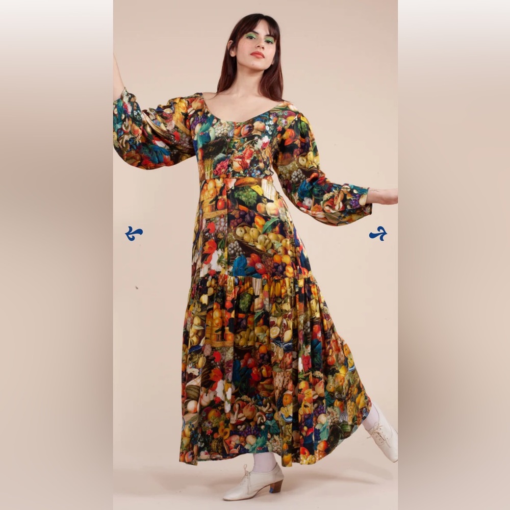 Samantha Pleet Banquet dress in the Harvest print — gently used (worn 2-3x)